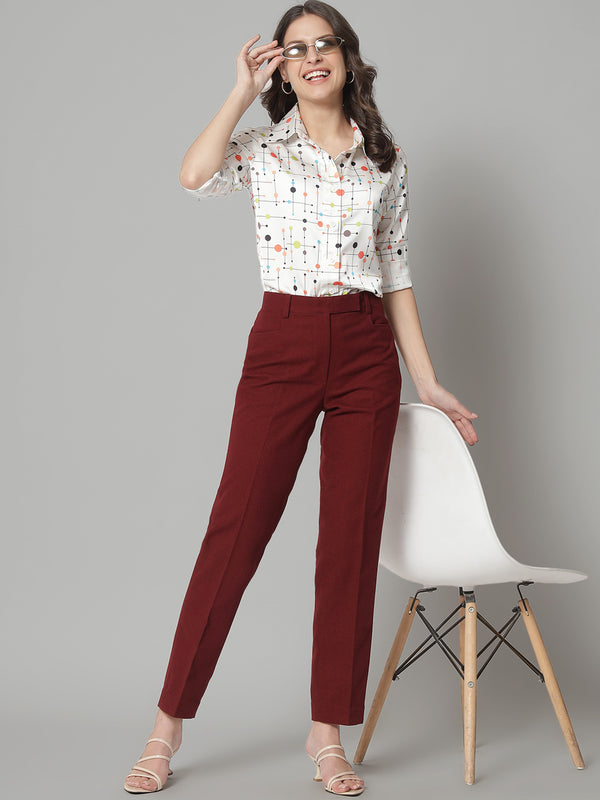 Buy Ishin Women Red Regular fit Cigarette pants Online at Low Prices in  India - Paytmmall.com